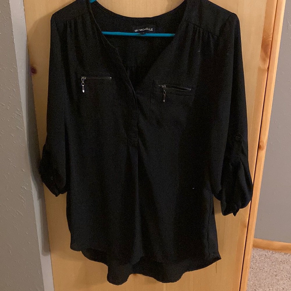 Double-Zipper Front Blouse